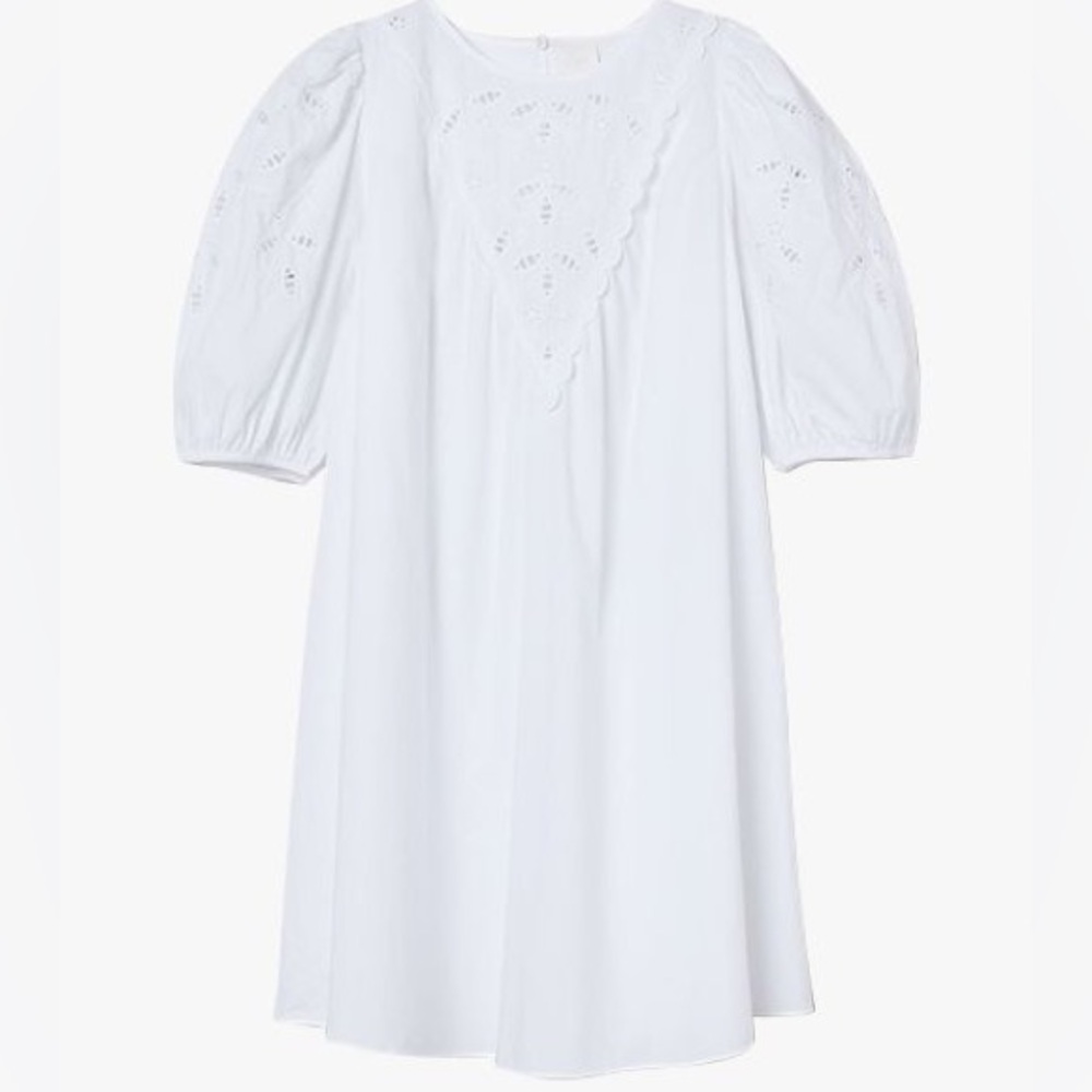 H&M Broderie Anglaise Cotton Dress - Puff Sleeves